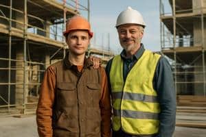 Un apprenti BTP sur un chantier avec son maître d’apprentissage