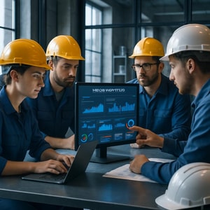 Equipes techniques assurant la maintenance d’un site internet dans le secteur BTP