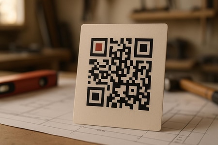carte de visite artisan BTP avec QR code pour portfolio