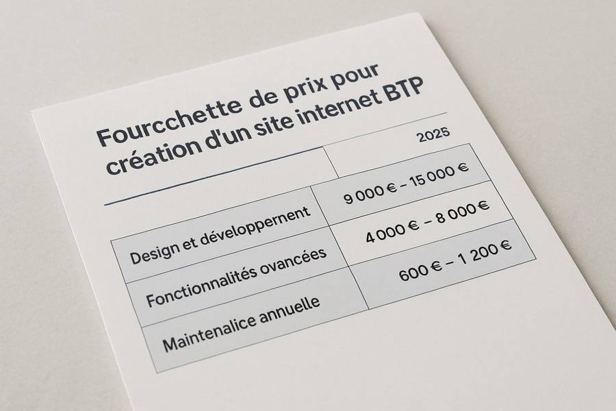 You are currently viewing Prix création site internet BTP : Guide complet et tarifs 2025 pour PME