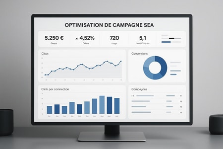 Tableau de bord optimisation campagne SEA BTP Google Ads