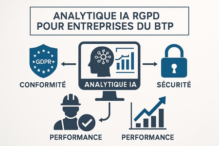 Schéma analytics RGPD IA pour entreprises BTP, conformité et performance