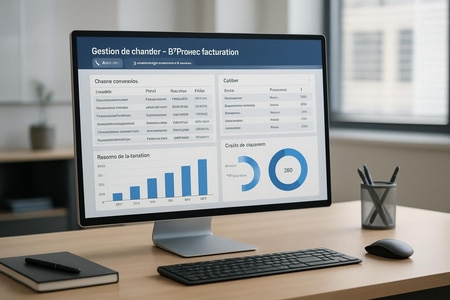 logiciel pour btp gestion chantier facturation présente sur écran d'ordinateur
