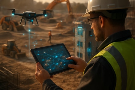 application suivi chantier ia drones iot btp