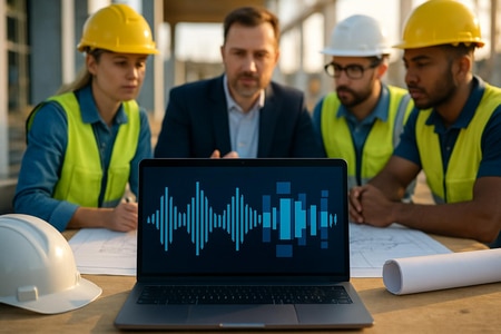 Logiciel transcription automatique IA BTP pour réunions de chantier et comptes rendus rapides