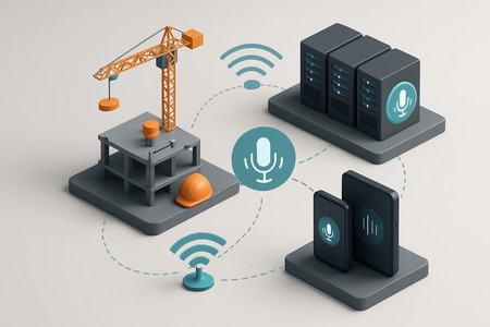 Schéma architecture intégration reconnaissance vocale IA chantier