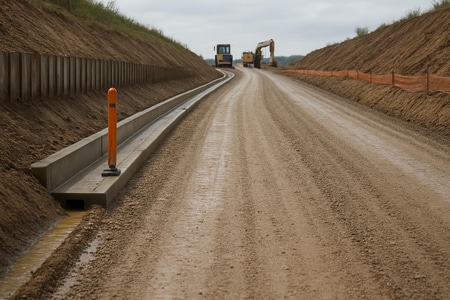 Pistes de chantier : largeur adaptée, pente contrôlée et assainissement provisoire pour une circulation sûre et rapide