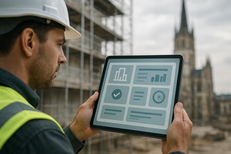 Fiche chantier automatique pour site web BTP à Rouen générée par IA