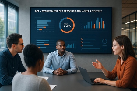 Tableau de bord pour suivre l’avancement des réponses aux appels d’offres BTP de manière centralisée et collaborative