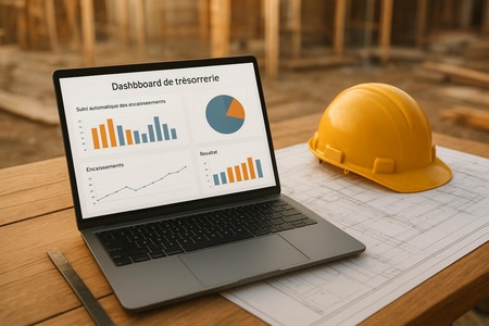 Dashboard de trésorerie IA pour PME BTP à Rouen avec suivi automatique des encaissements