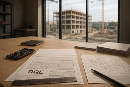 Tableau DQE BTP structure et calcul du total quantités et prix unitaires