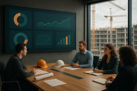 Tableau de bord IA pour entreprise BTP à Rouen automatisant devis et chantiers medium