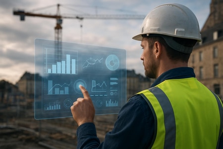 Entrepreneur BTP à Rouen utilisant un tableau de bord IA pour la planification de la charge de travail medium