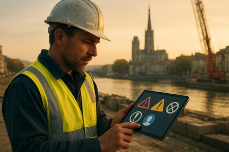 Alertes réglementaires BTP IA Rouen sur chantier pour sécurité et conformité