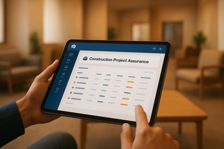 Carte des chantiers BTP autour de Rouen avec suivi des garanties automatisé par IA, planification des interventions SAV