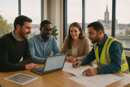 Equipe BTP Webaccel à Rouen accompagnant une PME du BTP sur un projet IA de relances impayés