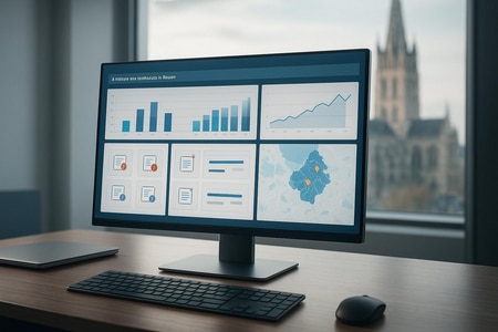 Tableau de bord outil IA pour relances impayés BTP à Rouen montrant les factures en retard