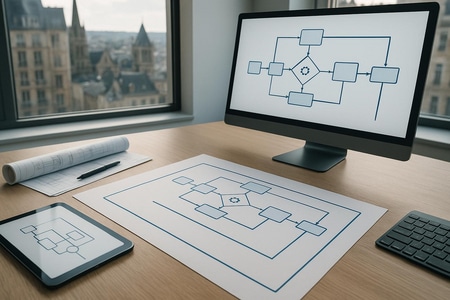 Schéma workflow relance automatique des devis BTP Rouen avec IA et automatisation