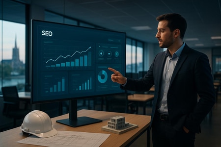 Tableau de bord SEO pour PME du BTP à Rouen piloté par un outil IA