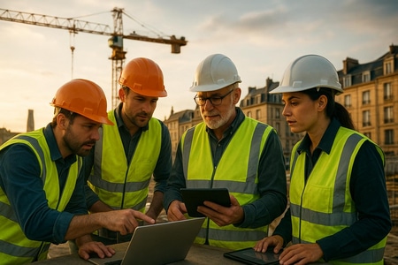 Équipe BTP Webaccel déployant une solution IA de suivi de livraisons chantier à Rouen taille medium