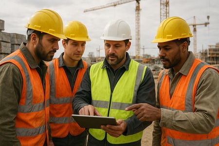 Equipe BTP à Rouen utilisant une solution IA pour le calcul des devis
