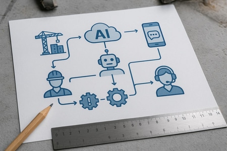Schéma d-automatisation IA pour suivi SAV et relation client BTP en Normandie