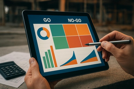Tableau go no go BTP pondéré pour évaluer rentabilité et risques d’un appel d’offres