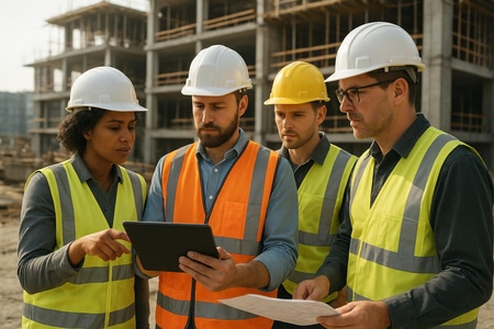 Visite de chantier BTP avec checklist et questions pour appel doffres
