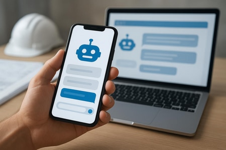 Exemple decran de chatbot qualification leads pour entreprise de BTP a Rouen taille medium
