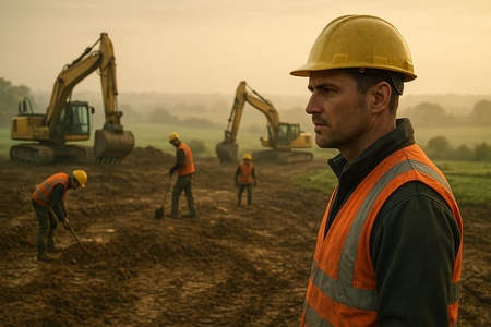 Prévision des besoins en recrutement BTP par IA en Normandie sur un chantier avec équipes et engins