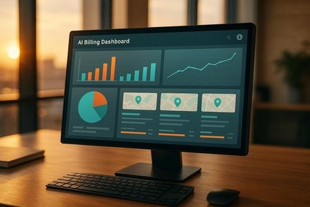 Dashboard IA de suivi facturation BTP à Rouen avec encaissements et marges par chantier