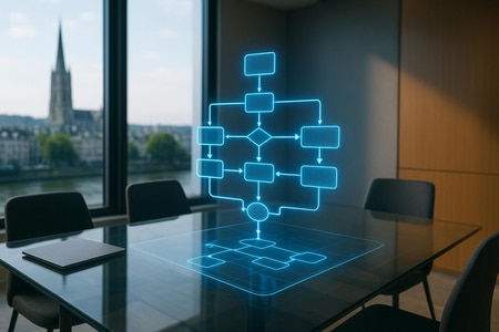 Schéma de flux de processus BTP automatisés par IA à Rouen pour PME du bâtiment