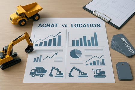 Tableau comparatif optimisation location matériel BTP par IA Normandie achat versus location médium