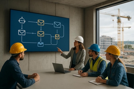 Workflow d’emails BTP automatisés par IA pour PME à Rouen